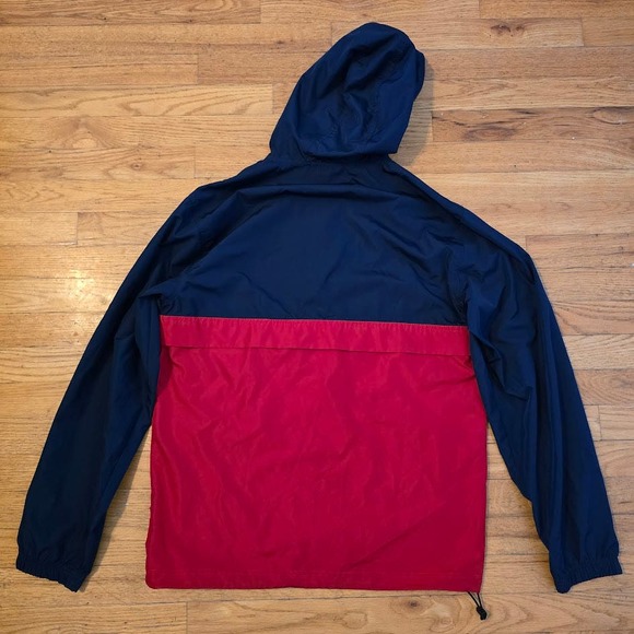 Swiss Tech Windbreaker with hood blue red front zipper pocket size Small 34-36 - Picture 5 of 5